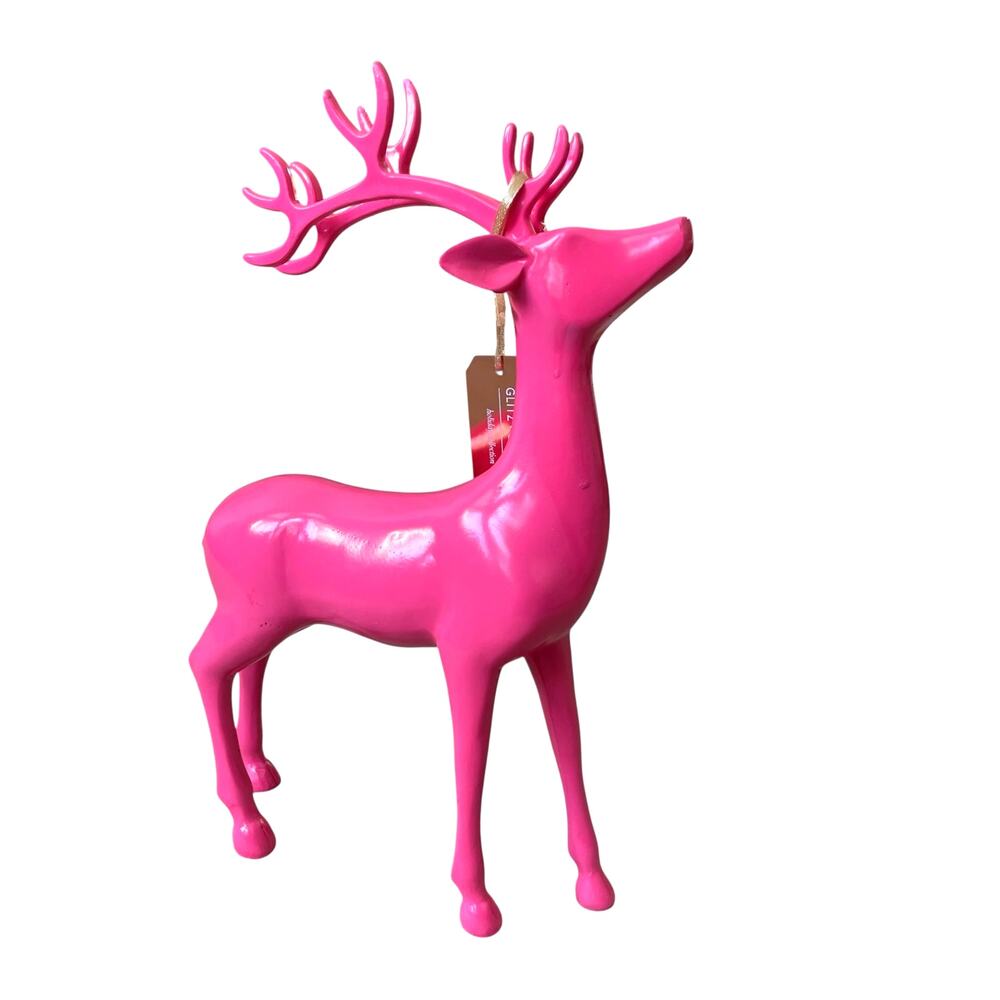 Glitz & Glimmer Pink Resin Standing Reindeer 12" Christmas Holiday Decor New